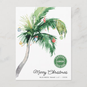 Cartão Postal De Festividades Logotipo de Negócios de Palmeira Tropical Natal