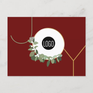 Cartão Postal De Festividades Logotipo Empresarial Simples Vermelho Personalizáv