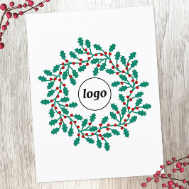 Cartão Postal De Festividades Logotipo Holly Wreath Business