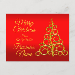 Cartão Postal De Festividades Logotipo para empresa vermelho com árvore amarela
