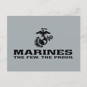 Cartão Postal De Festividades Logotipo preto empilhado do USMC "Os poucos, os or