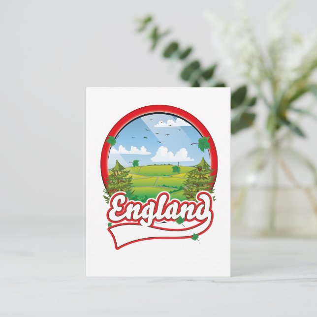 Cartão Postal De Festividades Logotipo Viagem da Inglaterra (Em pé/Frente)