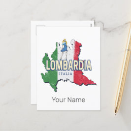 Cartão Postal De Festividades Lombardia Itália Retro Região Mapa Vintage Souveni