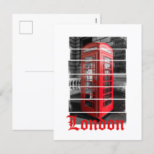 Cartão Postal De Festividades London Phone Box Vintage Souvenir