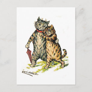 Cartão Postal De Festividades Louis Wain, Casal de Gatos