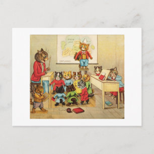 Cartão Postal De Festividades Louis Wain, Gatos na Escola,