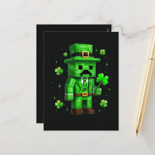 Cartão Postal De Festividades Lucky Leprechaun Divertido Jogo de Vídeo do Dia de