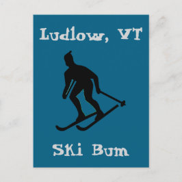 Cartão Postal De Festividades Ludlow, VT Ski Bum (Esqui Verde Montanha Vermont)