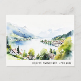 Cartão Postal De Festividades Lungern Switzerland Watercolor Landscape Travel