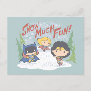 Cartão Postal De Festividades Luta da Liga da Justiça Chibi Snowball