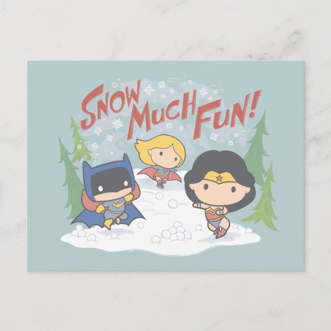 Cartão Postal De Festividades Luta da Liga da Justiça Chibi Snowball (Frente)