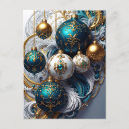 Cartão Postal De Festividades Luxus Weihnachtskugeln Blau Gold Ornament