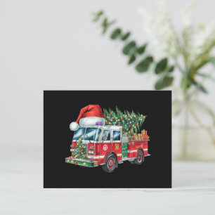 Cartão Postal De Festividades Luzes de árvore de Natal com chapéu de Papai Noel 