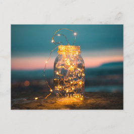 Cartão Postal De Festividades Luzes de fada Jar, Natal, Obrigado Verão