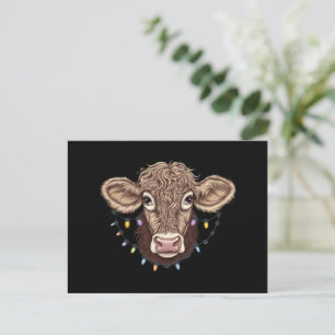 Cartão Postal De Festividades Luzes de Natal Amante de Vaca Fazenda Fazendeiro X