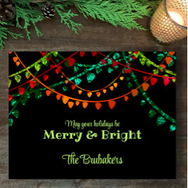 Cartão Postal De Festividades Luzes de Natal Coloridas Personalizadas