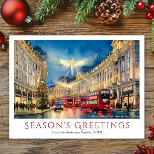 Cartão Postal De Festividades Luzes de Natal da Regent Street em Londres em Aqua
