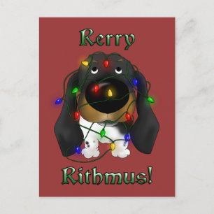 Cartão Postal De Festividades Luzes de Natal Dachshund