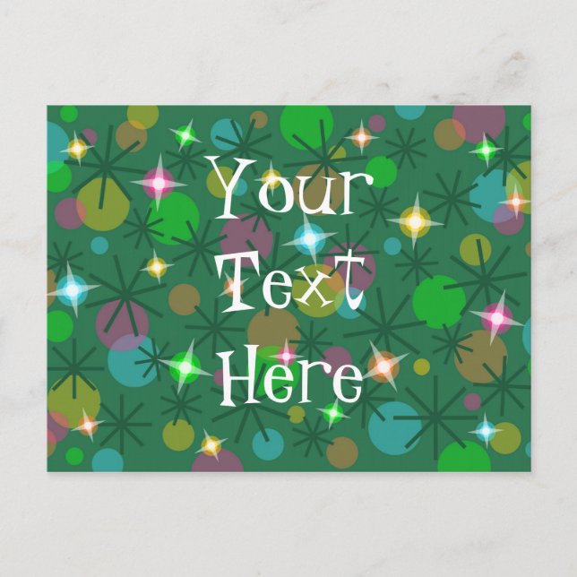Cartão Postal De Festividades Luzes de Natal do "cartão seu texto" (Frente)