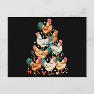 Cartão Postal De Festividades Luzes de Natal em forma de Frango Árvore de Natal 