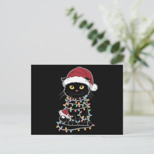 Cartão Postal De Festividades Luzes de Natal para Amante de Gatos Divertidos