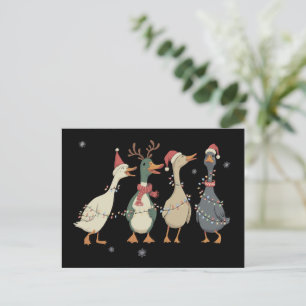 Cartão Postal De Festividades Luzes de Natal Patos Engraçados Animais Fazendas