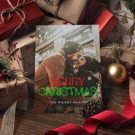 Cartão Postal De Festividades Luzes de Neon dos anos 80 Foto de Natal Feliz