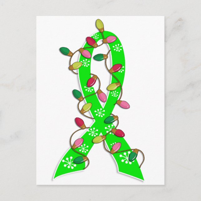 Cartão Postal De Festividades Lyme Disease Christmas Lights Ribbon (Frente)