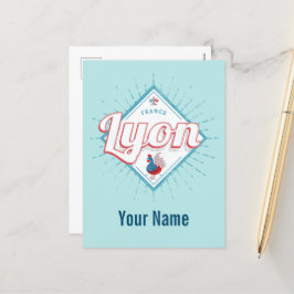 Cartão Postal De Festividades Lyon França retro rooster vintage souvenir