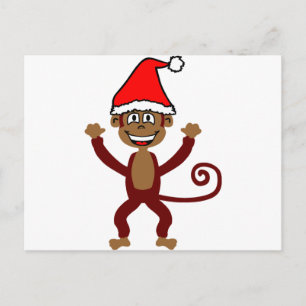 Cartão Postal De Festividades Macaco Cheeky Xmas