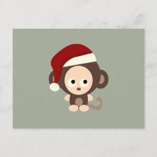 Cartão Postal De Festividades Macaco de Natal