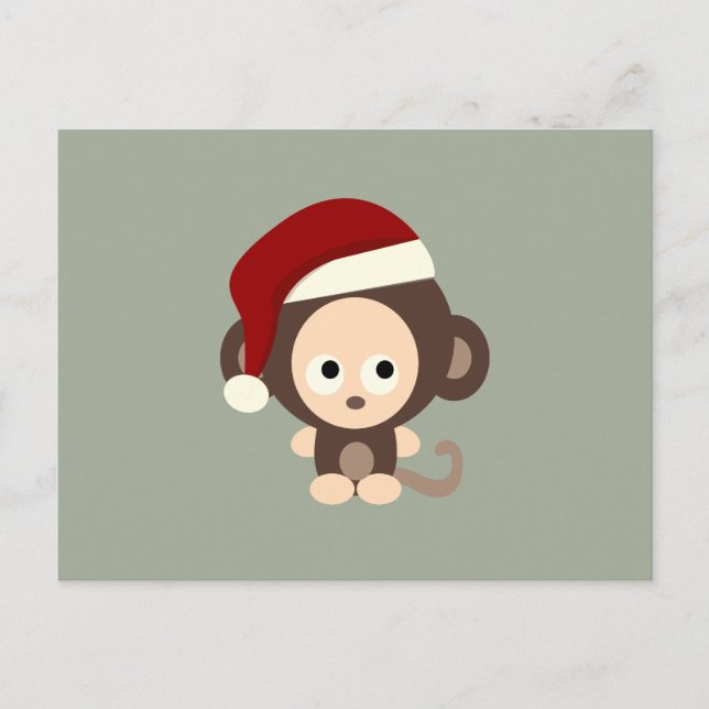 Cartão Postal De Festividades Macaco de Natal (Frente)