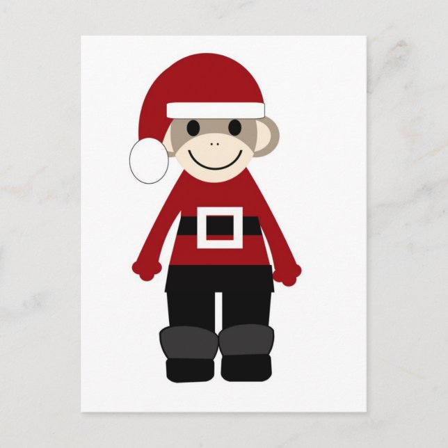 Cartão Postal De Festividades Macaco-meia-papai noel (Frente)