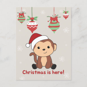 Cartão Postal De Festividades Macaco Natal Neve Inverno Animais Macacos Festa