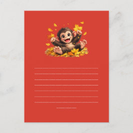 Cartão Postal De Festividades Macaco Sorridente com Olhos Grandes Tropical Diver