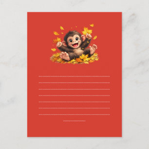 Cartão Postal De Festividades Macaco Sorridente com Olhos Grandes Tropical Diver
