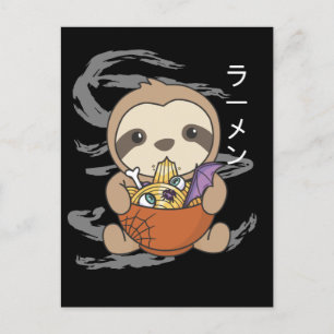 Cartão Postal De Festividades Macarrão Japonês Macarrão Halloween Preguiça Ramen