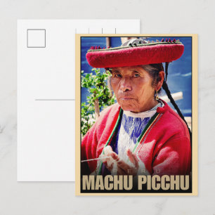 Cartão Postal De Festividades Machu Picchu Peru presente de mulher idosa local