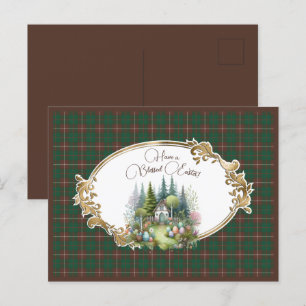 Cartão Postal De Festividades MacKinnon caçando Páscoa de Tartan escocesa