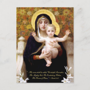 Cartão Postal De Festividades Madonna & Child by Bouguereau Biblical Quote