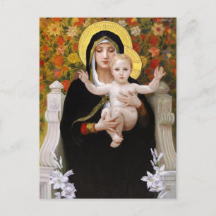 Cartão Postal De Festividades Madonna + child, white lillies christmas postcards
