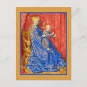 Cartão Postal De Festividades Madonna e Child Enthroned Jean Fouquet
