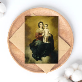 Cartão Postal De Festividades Madonna e Criança, Cartão de Natal de Belas Artes