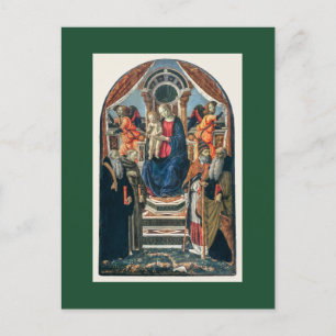 Cartão Postal De Festividades Madonna e Criança Enfrentados com Santos e Anjos