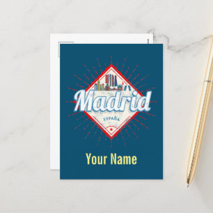 Cartão Postal De Festividades Madrid Espanha Capital Retro Skyline Vintage
