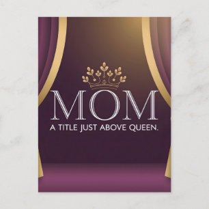 Cartão Postal De Festividades Mãe Acima da Rainha Dia de as mães da Coroa Roxo D