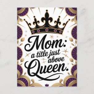 Cartão Postal De Festividades Mãe Acima da Rainha Dia de as mães Elegante