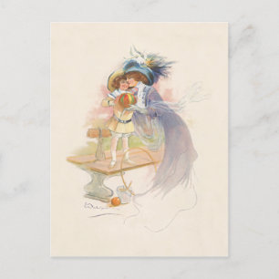 Cartão Postal De Festividades Mãe e Filha Vitorianas bonito