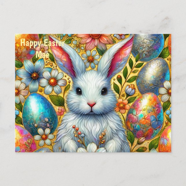 CARTÃO POSTAL DE FESTIVIDADES MAE ~ FELZ PASCOA BUNNY GREETING ~ (Frente)