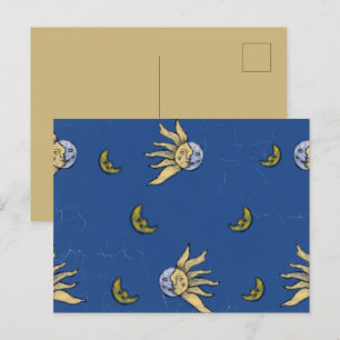 Cartão Postal De Festividades Magia Celestial Azul Céu Whimsigoth